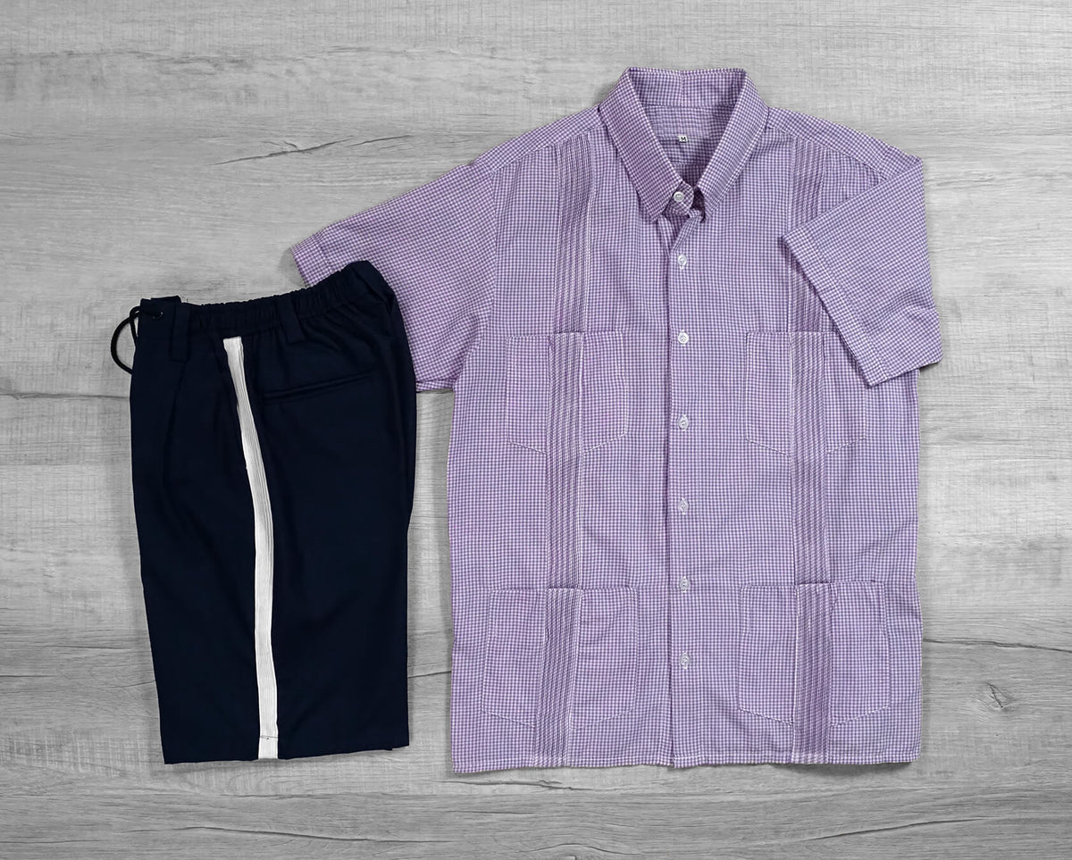 Guingán Clásico Lavender Guayabera – Y.A.Bera Clothing