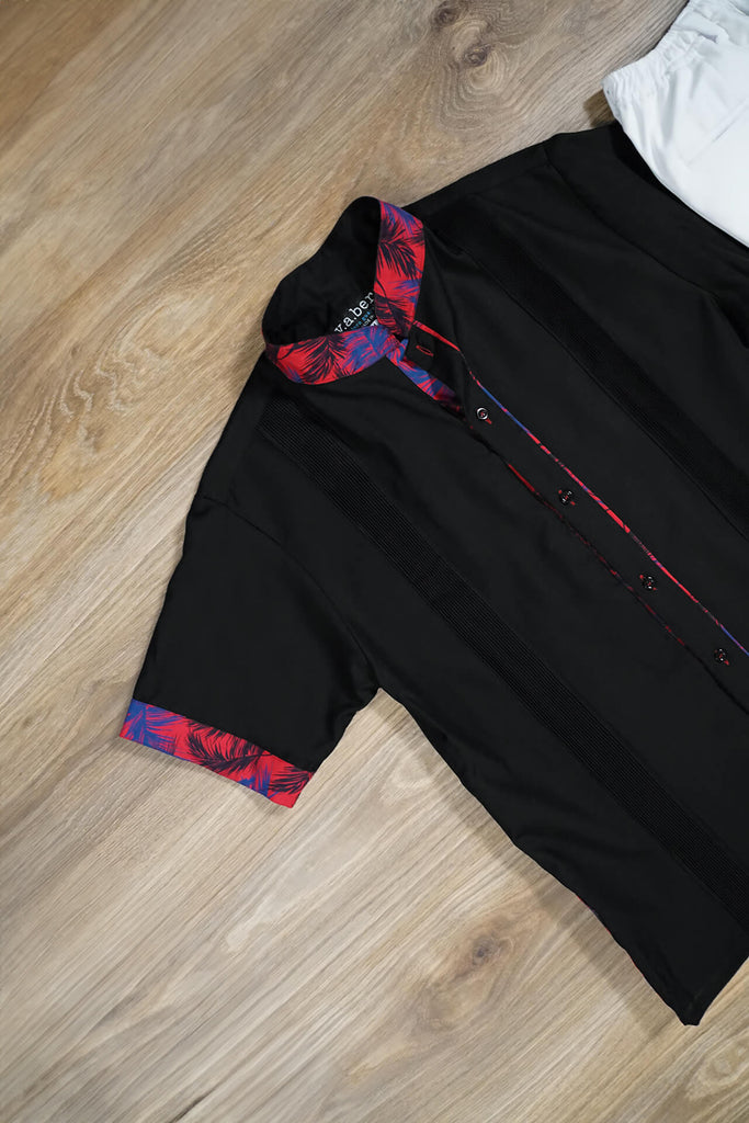 Black Guayabera Linen Shirts for Men - Y.A.Bera Clothing