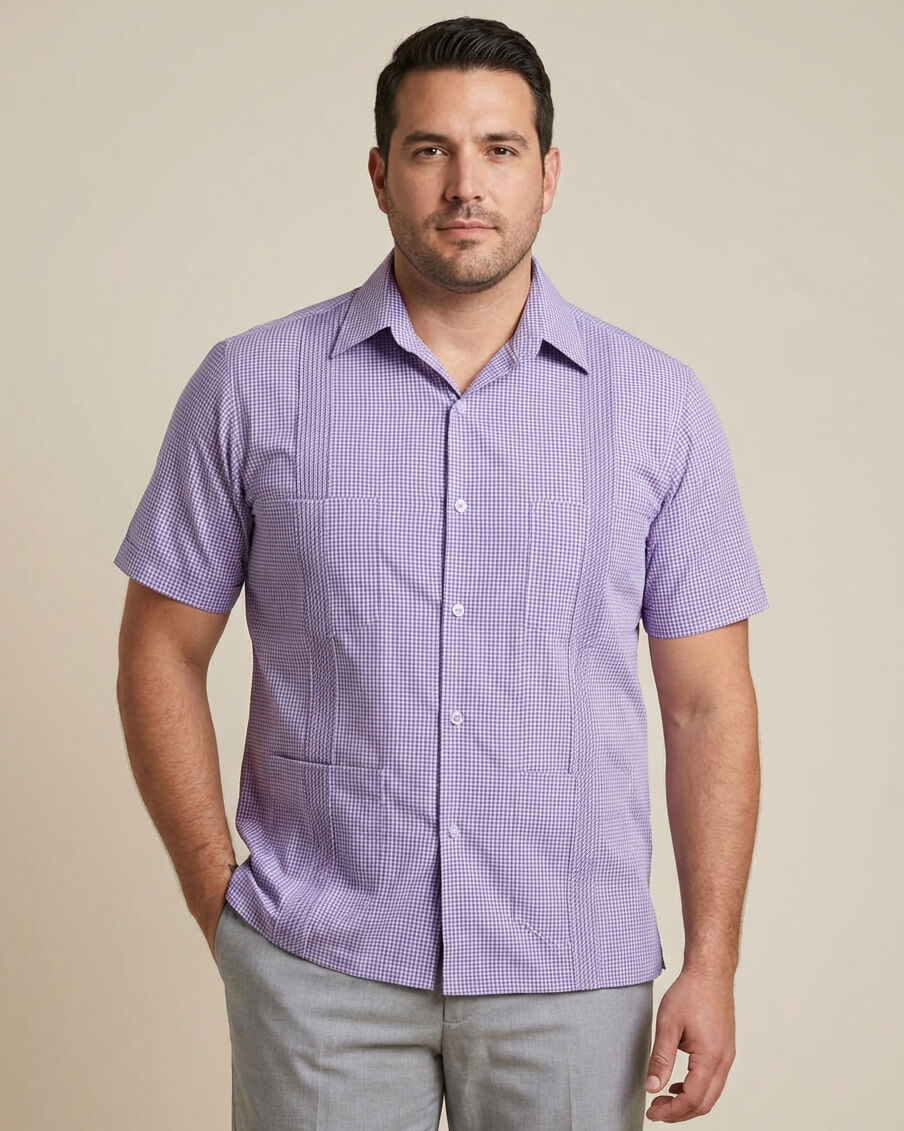 Ready to Go | Guingán Clásico Short Sleeve Lavender Guayabera