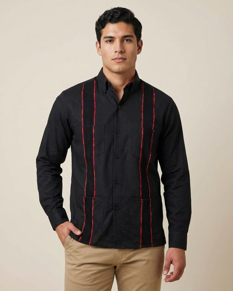 Midnight Azteca Zarape Guayabera