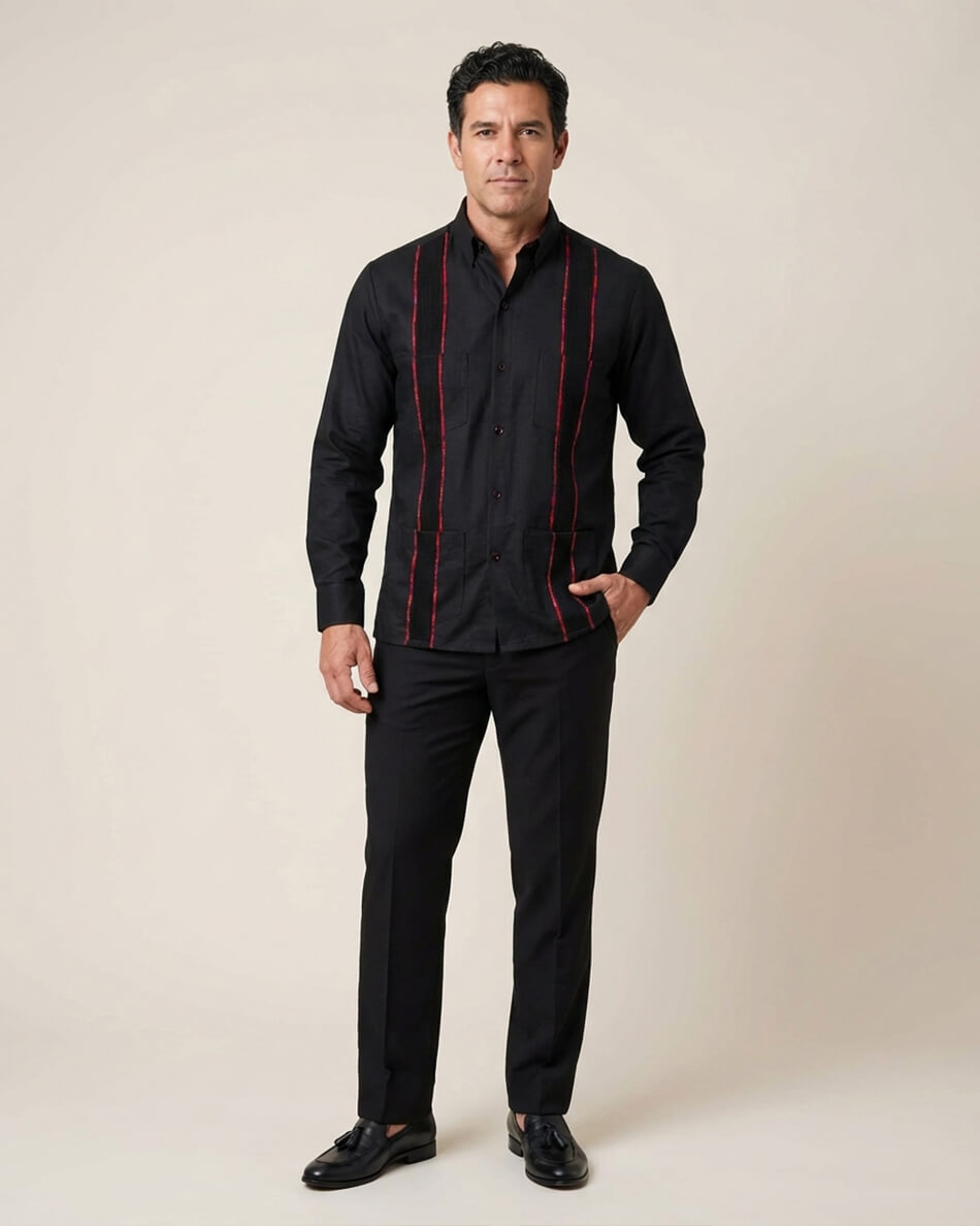 Midnight Azteca Zarape Guayabera