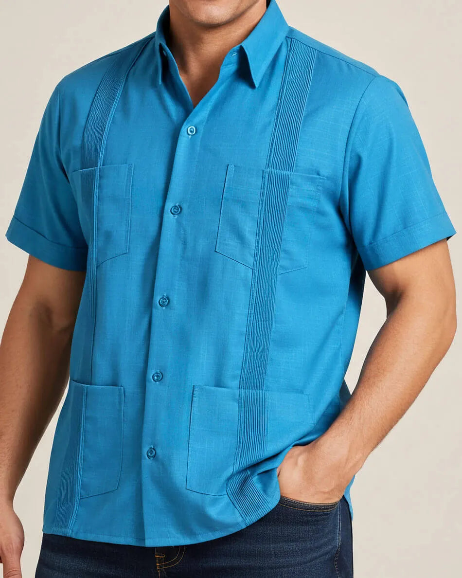 Turqueza Four Pocket Traditional Guayabera