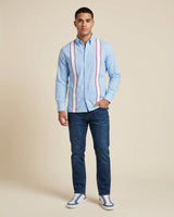 Ready to Go Large | La Colegial Sky Blue Long Sleeve Guayabera