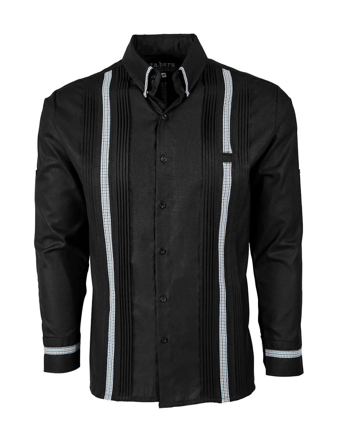 Black Lux Houndstooth Guayabera - Y.A.Bera Clothing  - Modern Guayabera Shirts for Men - Handmade in Yucatan