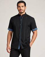 Ready to Go Medium | Black con Cerulean Guingán Short Sleeve Guayabera