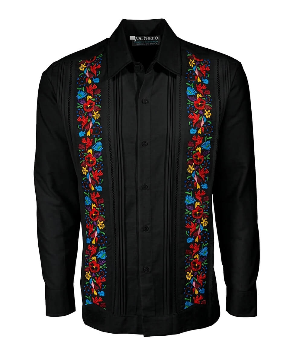 Yucateco Midnight Maya Flor Guayabera