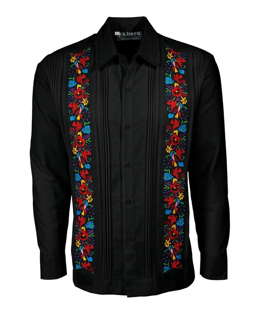 Yucateco Midnight Maya Flor Guayabera