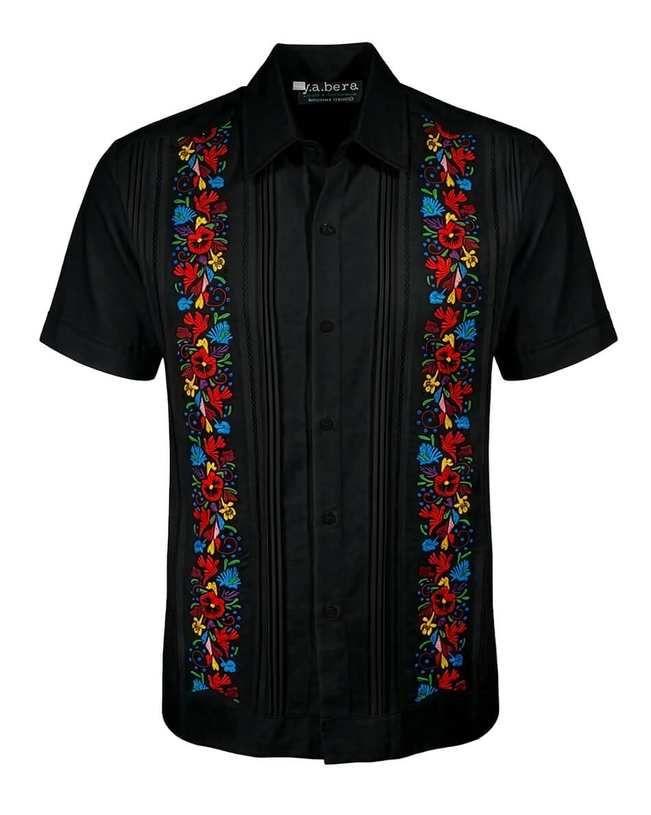 Yucateco Midnight Maya Flor Guayabera