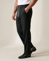 Black Pin-Tuck Linen Trousers