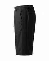 Black Pin-Tuck Linen Shorts