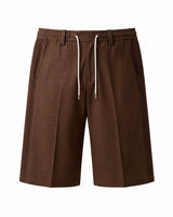 Chocolate Brown Pin-Tuck Linen Shorts
