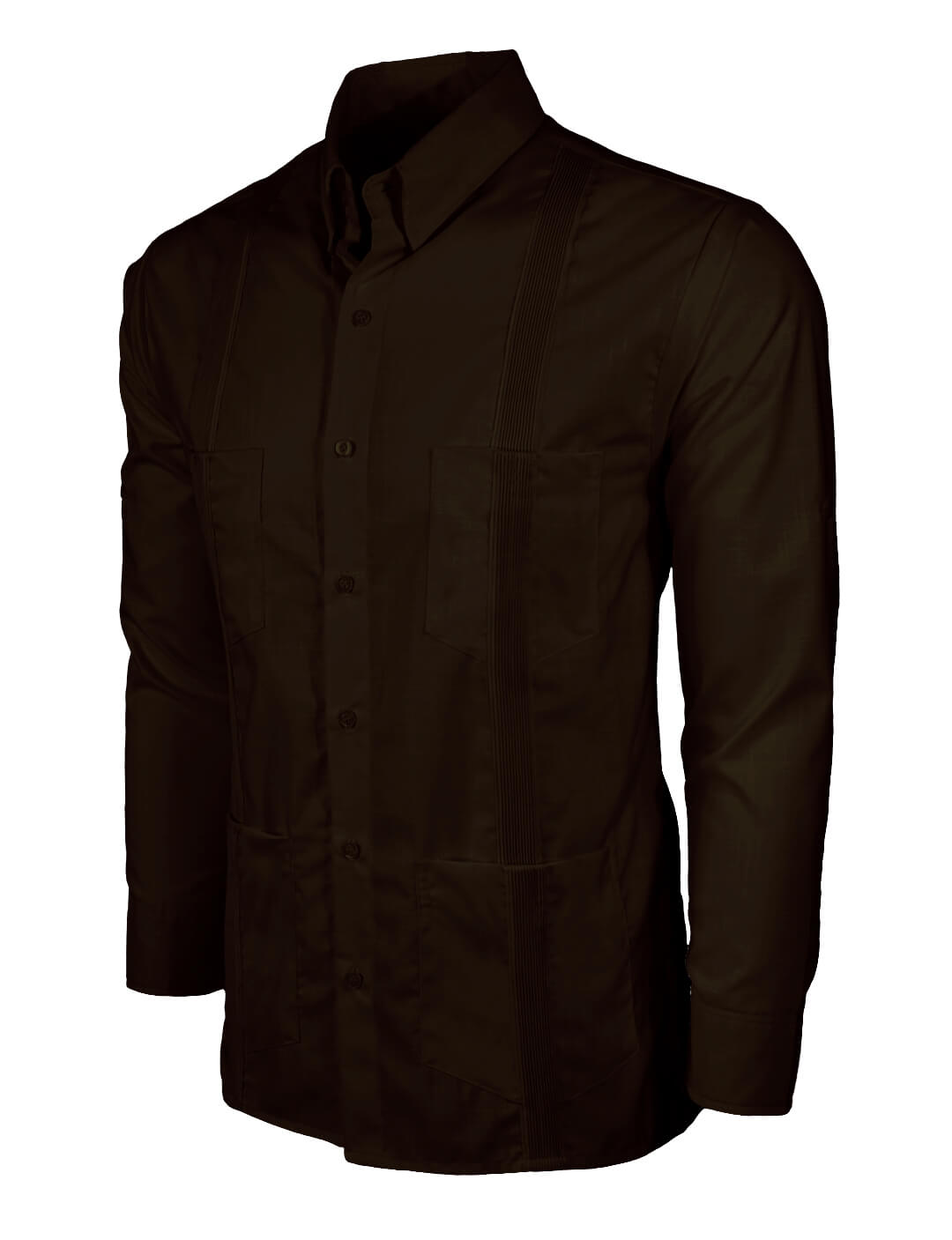 Chocolate Brown Four Pocket Traditional Guayabera