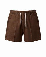 Chocolate Brown Pin-Tuck Linen Shorts