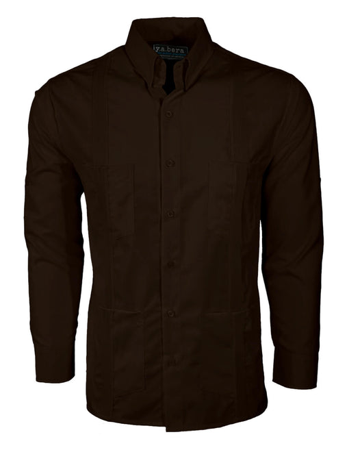 Chocolate Brown Four Pocket Traditional Guayabera