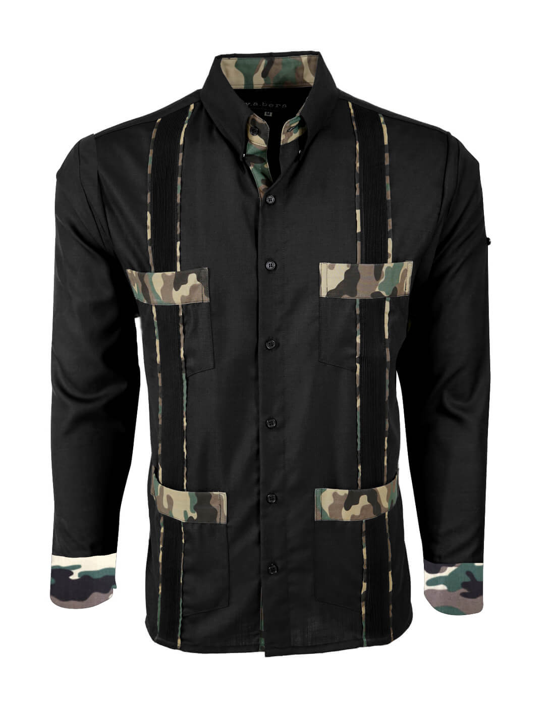 Ready to Go Medium | Negro Camuflaje Long Sleeve Guayabera