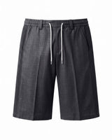 Charcoal Grey Pin-Tuck Linen Shorts