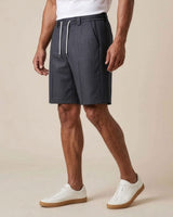 Charcoal Grey Pin-Tuck Linen Shorts