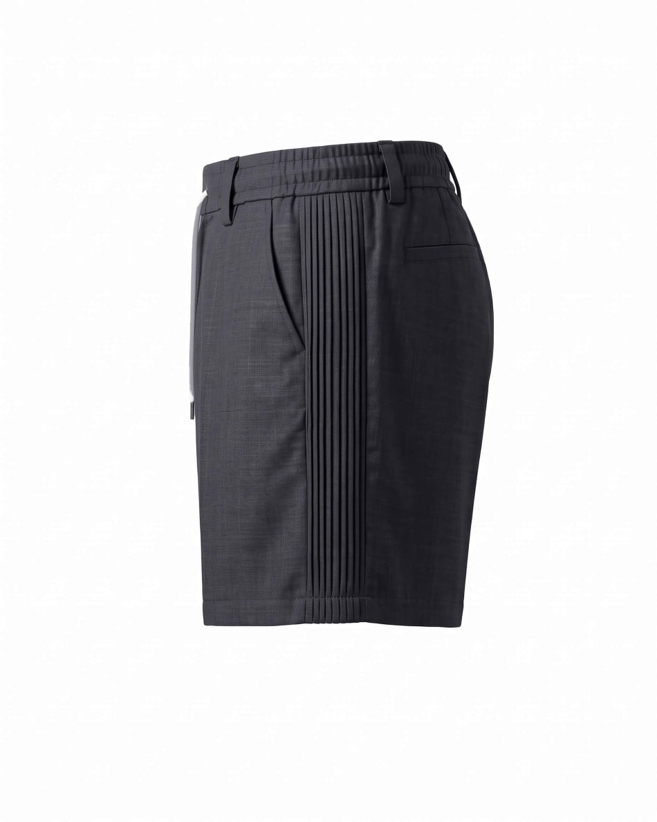 Charcoal Grey Pin-Tuck Linen Shorts