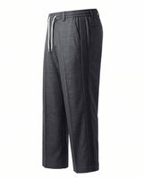 Charcoal Grey Pin-Tuck Linen Trousers