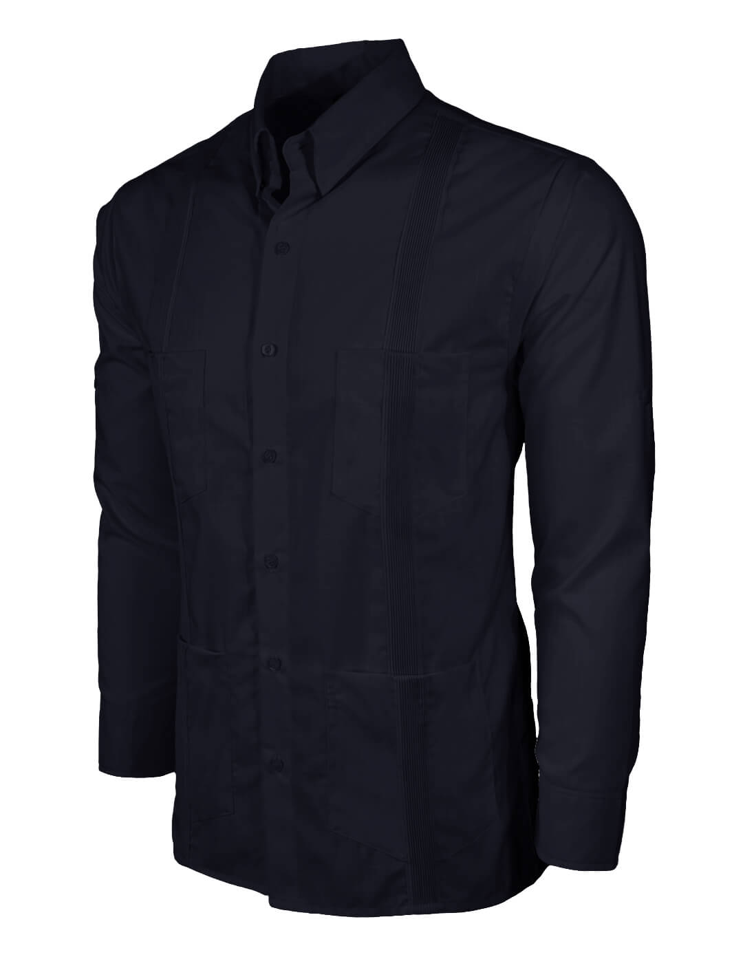 Charcoal Grey Four Pocket Traditional Guayabera