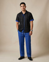 Ready to Go Medium | Couture Black & Royal Blue Guayabera