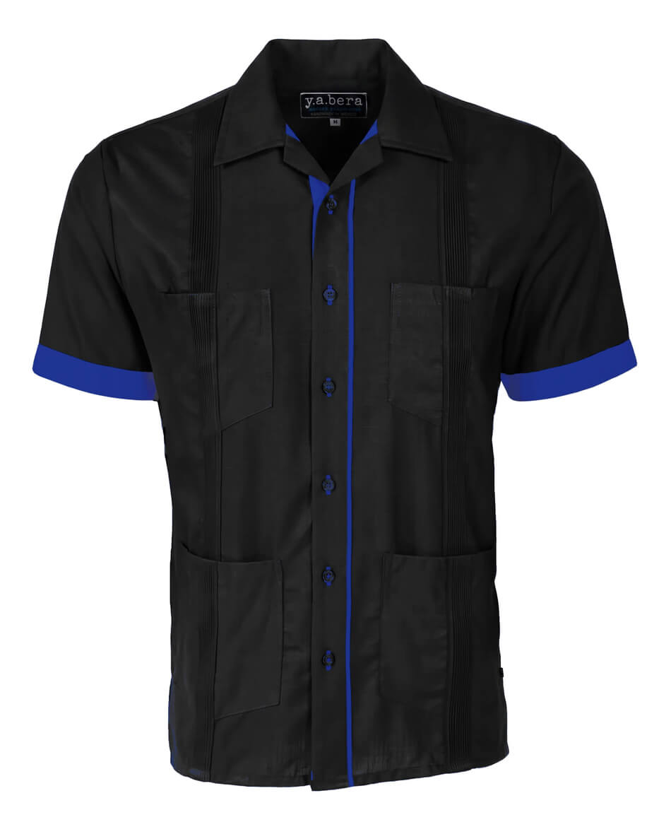 Ready to Go Medium | Couture Black & Royal Blue Guayabera