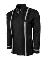 Black Lux Houndstooth Guayabera - Y.A.Bera Clothing  - Modern Guayabera Shirts for Men - Handmade in Yucatan