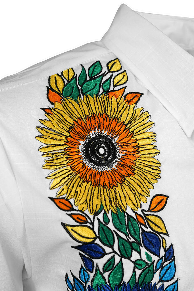 Sunflower Dark Blue Denim Mexican Floral Embroidery Jean -  UK