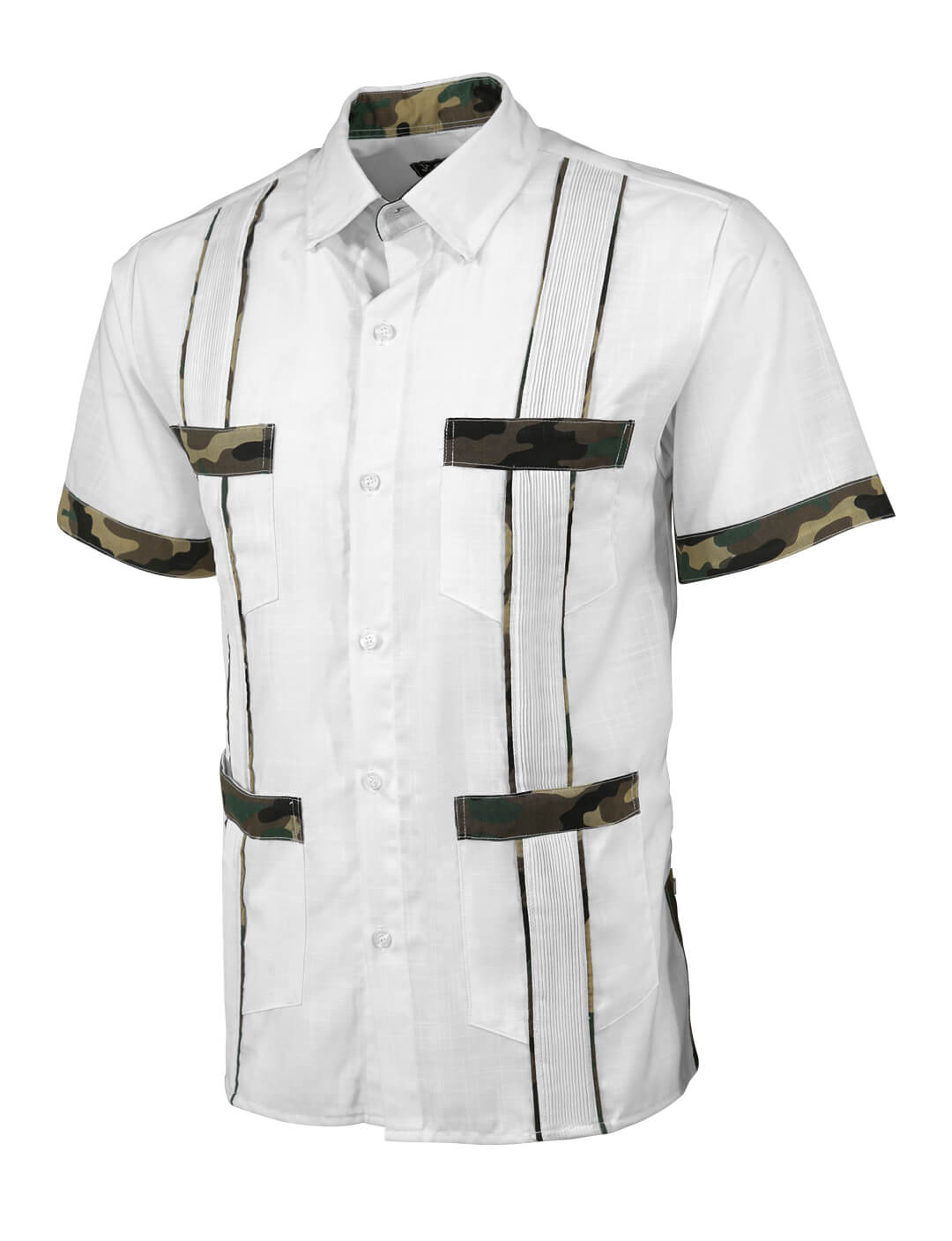 Ready to Go Medium | Blanco Camuflaje Short Sleeve Guayabera - Y.A.Bera Clothing  - Modern Guayabera Shirts for Men - Handmade in Yucatan