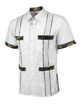 Ready to Go Medium | Blanco Camuflaje Short Sleeve Guayabera - Y.A.Bera Clothing  - Modern Guayabera Shirts for Men - Handmade in Yucatan