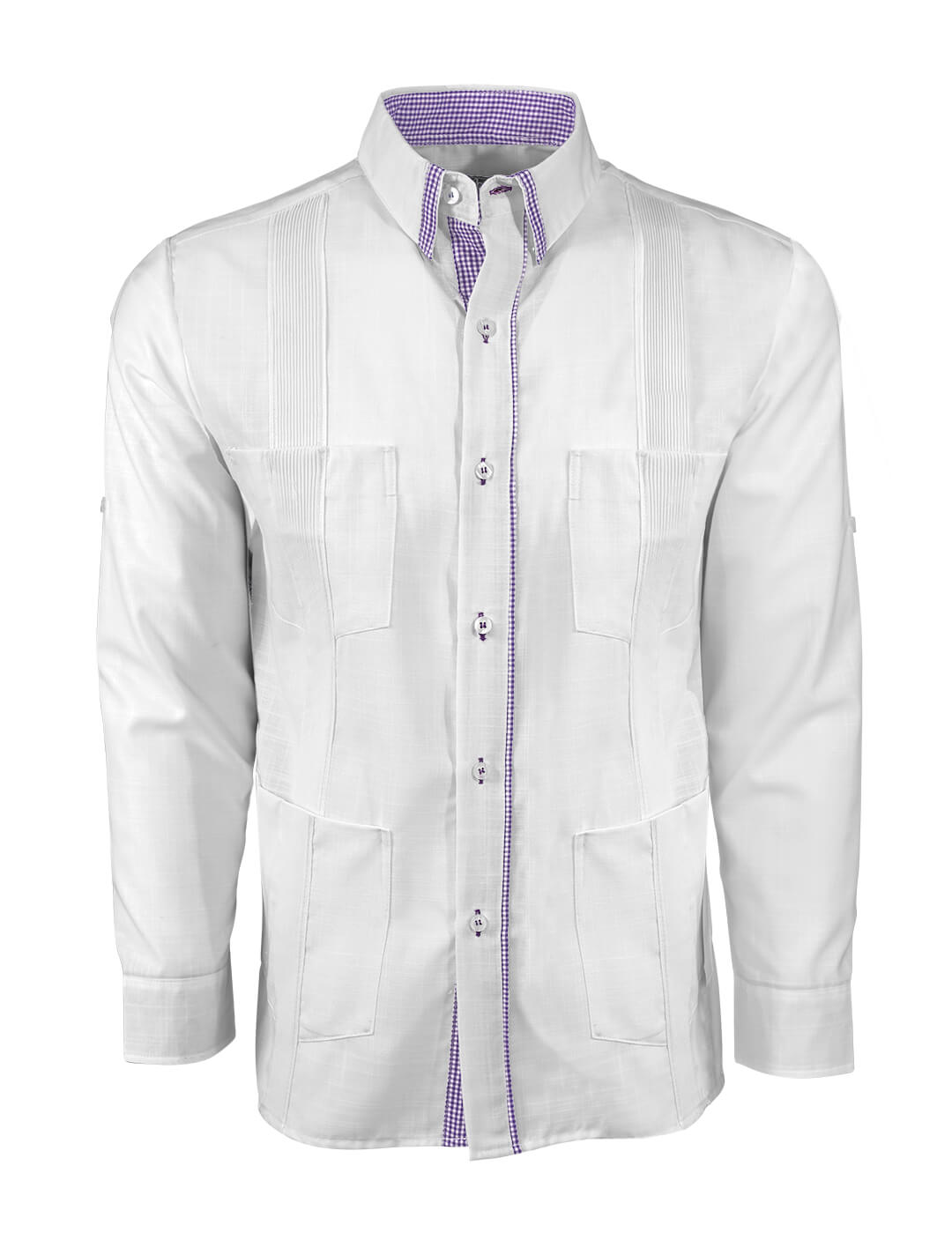 Blanco con Guingán Clásico Cubano Guayabera