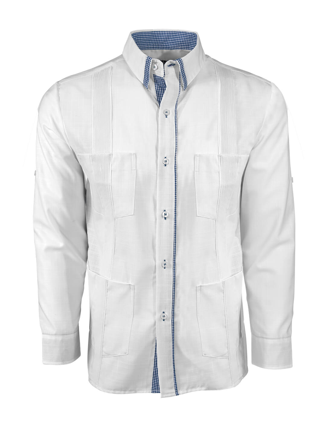 Blanco con Guingán Clásico Cubano Guayabera