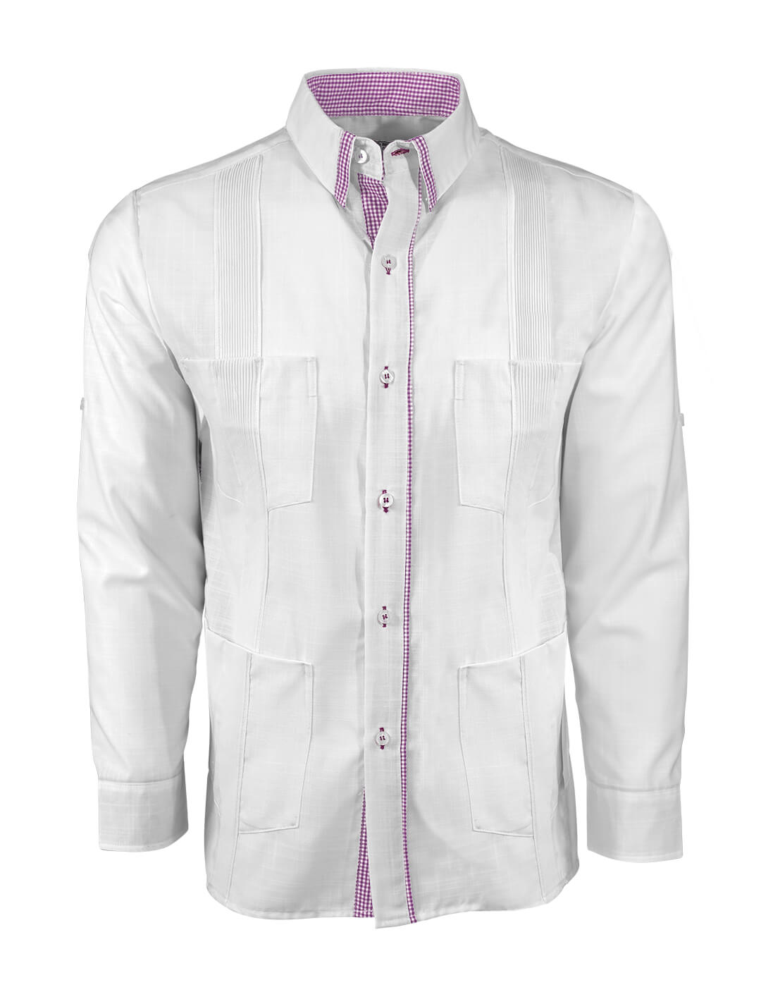 Blanco con Guingán Clásico Cubano Guayabera