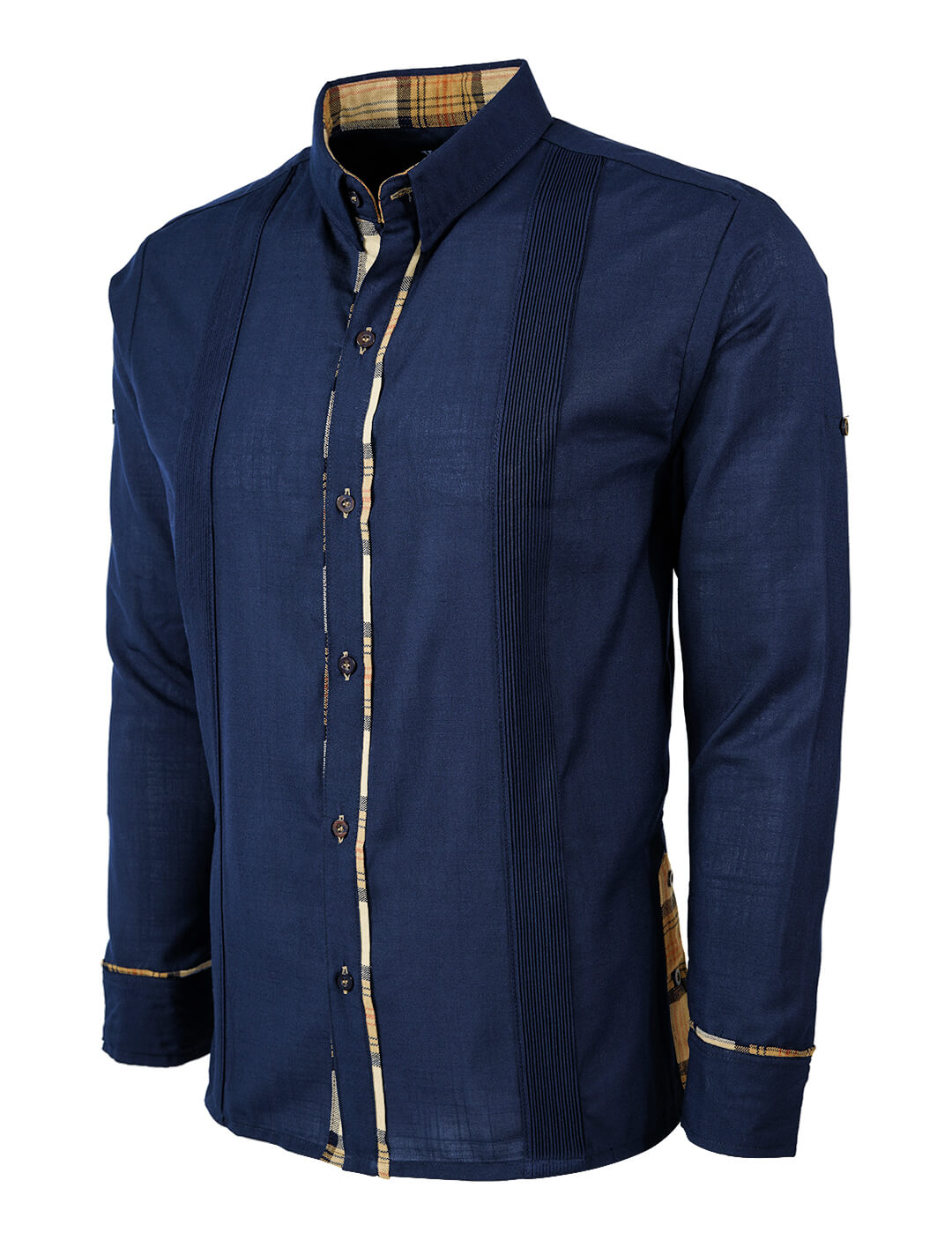 Ready to Go Medium | El Marino de Savile Long Sleeve Guayabera - Y.A.Bera Clothing  - Modern Guayabera Shirts for Men - Handmade in Yucatan