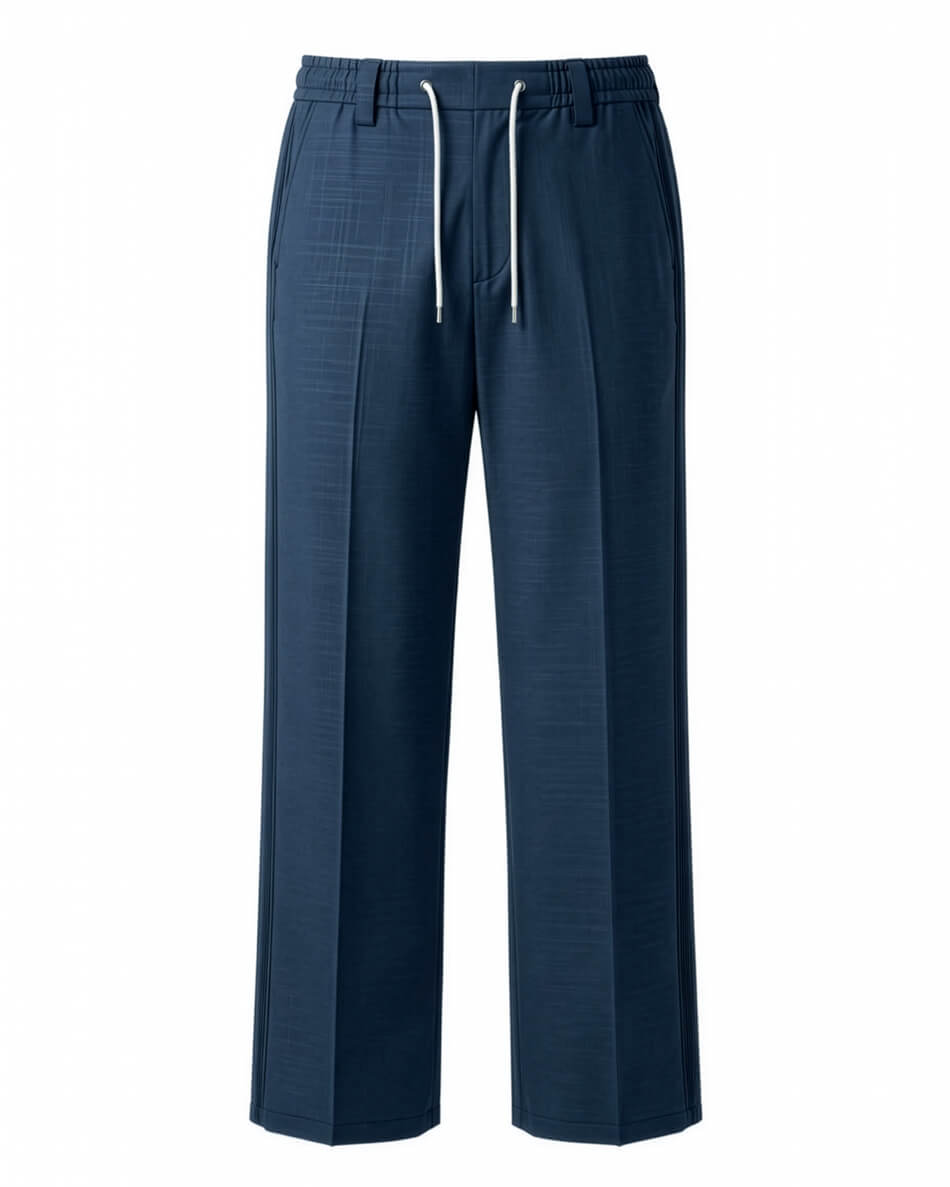 Deep Teal Pin-Tuck Linen Trousers