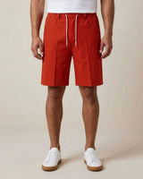 Fiesta Red Pin-Tuck Linen Shorts
