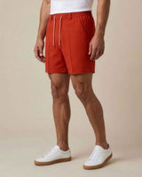 Fiesta Red Pin-Tuck Linen Shorts