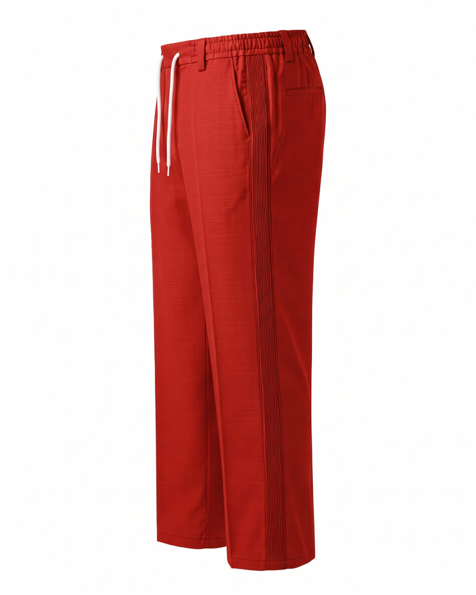 Fiesta Red Pin-Tuck Linen Trousers