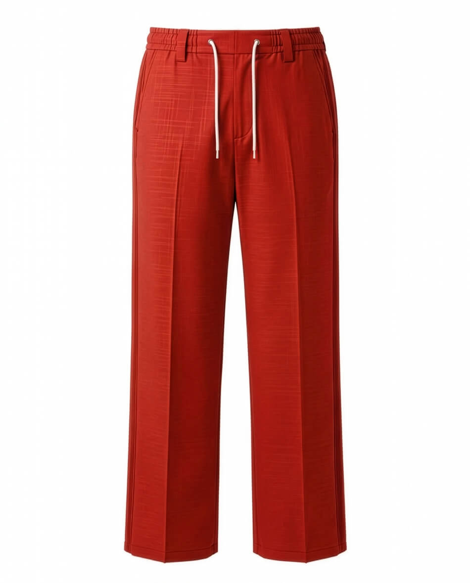 Fiesta Red Pin-Tuck Linen Trousers