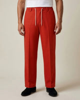 Fiesta Red Pin-Tuck Linen Trousers