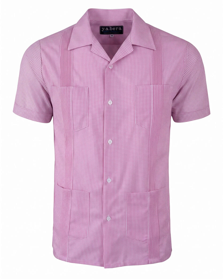 Ready to Go Large | Guingán Clásico Rose Pink Short Sleeve Guayabera