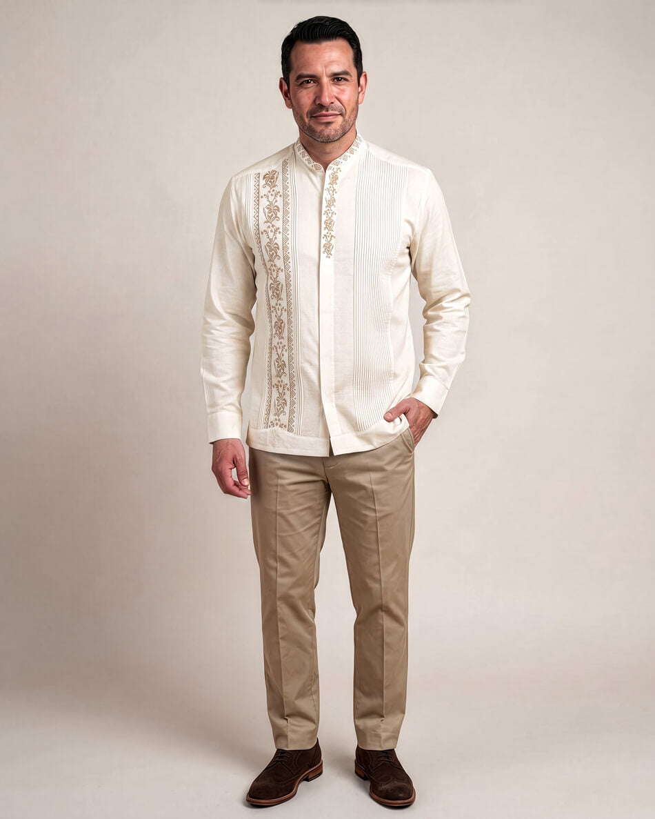 Ready to Go | Yucateco Ivory Flores Oro Guayabera