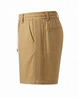 Jungle Khaki Pin-Tuck Linen Shorts
