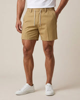 Jungle Khaki Pin-Tuck Linen Shorts