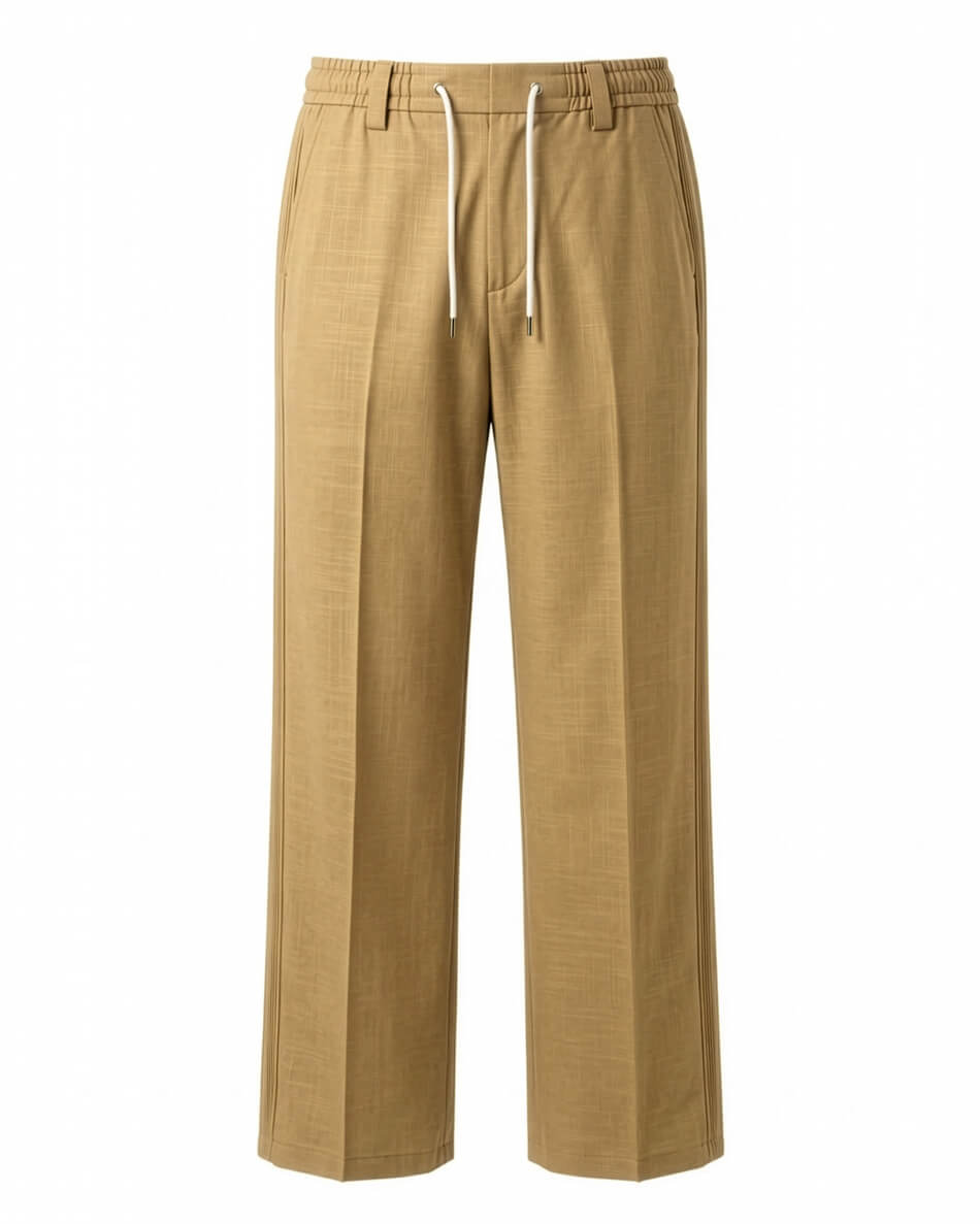 Jungle Khaki Pin-Tuck Linen Trousers