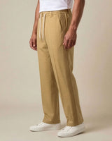 Jungle Khaki Pin-Tuck Linen Trousers