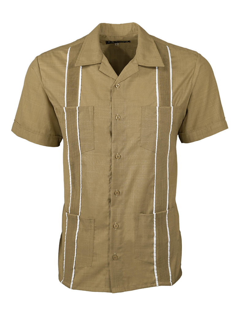 Essentials Khaki con Blanco Accent Guayabera