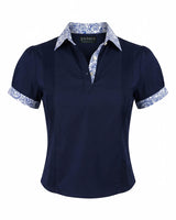 Señorita Navy Paisley Guayabera Polo