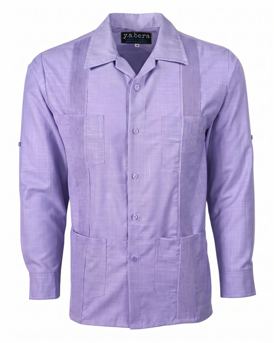 Ready to Go | Lavender Four Pocket Long Sleeve Guayabera