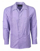 Ready to Go | Lavender Four Pocket Long Sleeve Guayabera